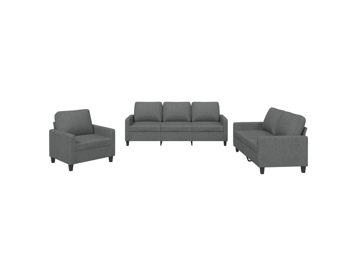 Maison Exclusive - Juego De Sofás Con Cojines 3 Piezas Tela Gris Oscuro