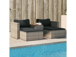 Conjunto de sofás de jardín con cojines de acacia y mimbre, Dkd Home Decor