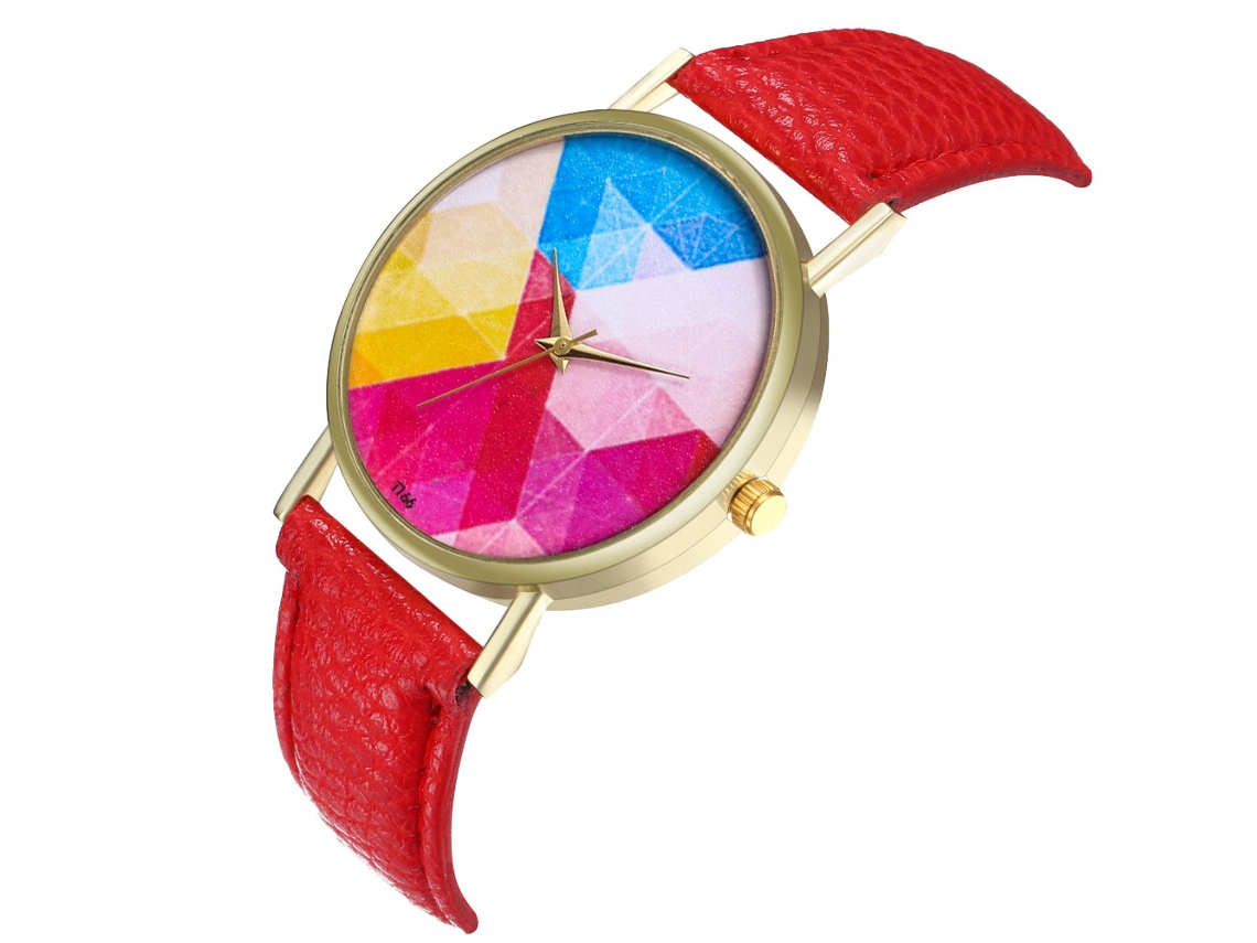 Reloj Casual De Moda Unisex Con Cuerda De Cuero Zafiro (rojo)
