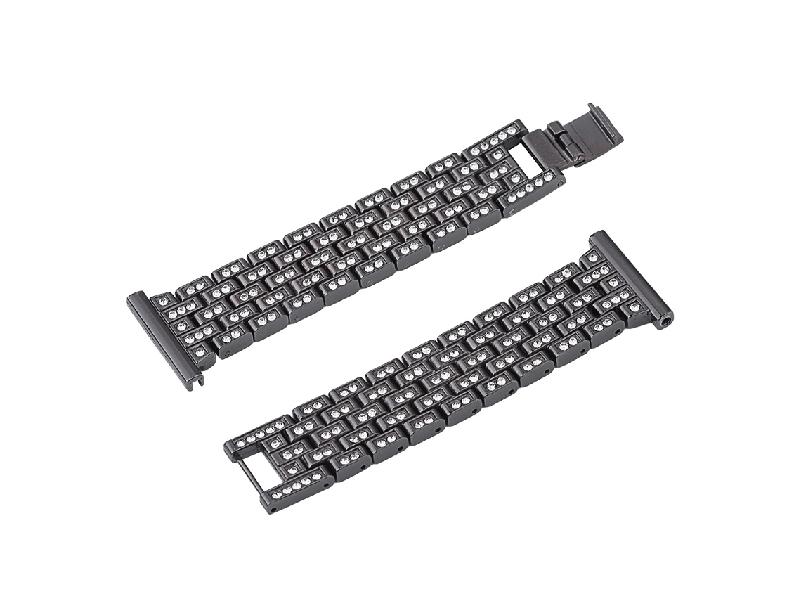 Correa de reloj con hebilla plegable de diamantes de imitación para Fitbit Versa