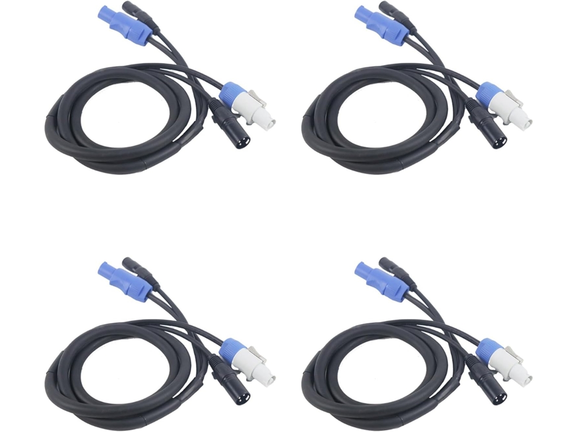 4 Cables Combinados Powercon Con Conector Xlr Y Señal De Línea Para Conexión En Tránsito.