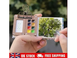 RNEMITERY Caja de Acuarelas Portátil Miniatura de Nuez 8 Colores con Paleta y Cuaderno de Bocetos