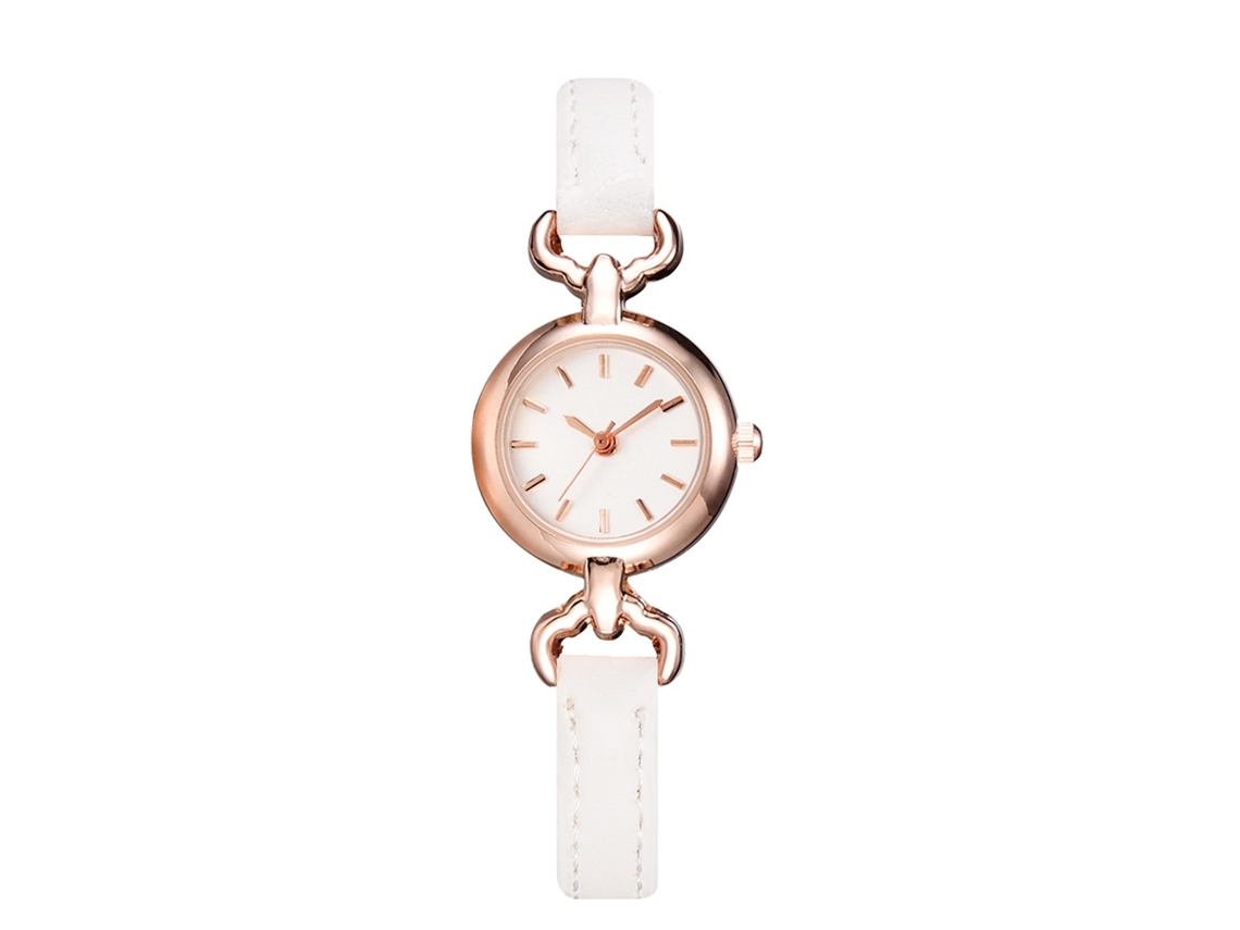 Reloj De Cuarzo Con Correa De Piel Sintética, Estilo Sencillo Y Moderno Para Mujer (blanco)
