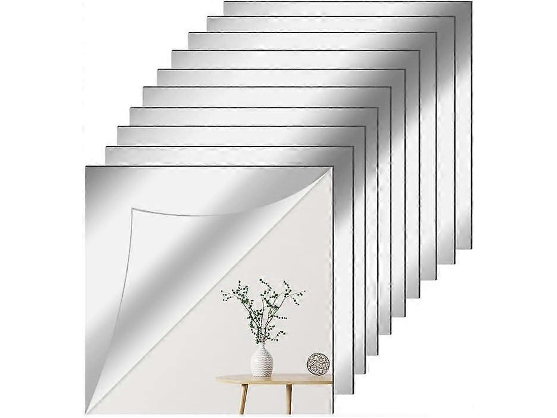Rebe-10 Espejos De Pared Autoadhesivos 20x20 Cm Explosión-proof Cuadrados Flexibles Acrílicos