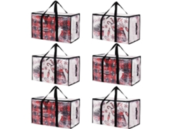 Juego de 6 bolsas de mudanza extragrandes, bolsas de almacenamiento con asas y cremalleras, transparentes Tommy01