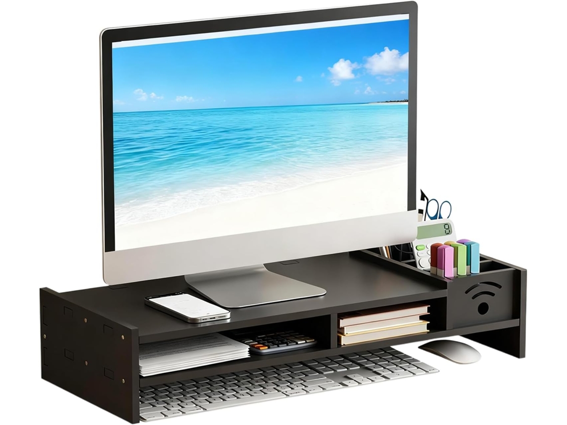 Soporte Elevador Para Monitor, Estante De Madera De Dos Niveles, Organizador De Escritorio