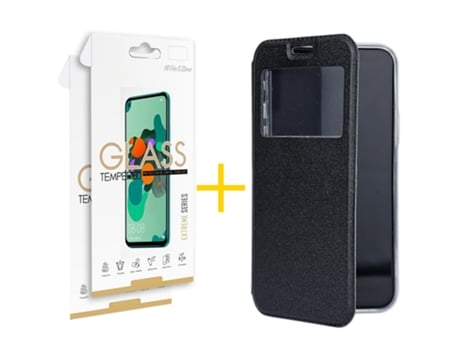 Pack 2 X Película de Vidrio Templado 2.5D Funda SKYHE por Samsung Galaxy A41 Flip Cover Gandy Negro SKYHE