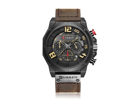 Relojes para Hombre Relojes de Pulsera con Calendario y Correa de Cuero analógicos para Hombres-Concha Negra Caqui LUUCOZK