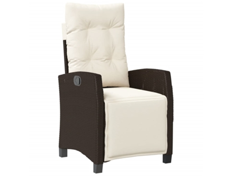 Sillón reclinable de jardín VIDAXL con reposapiés ratán PE marrón