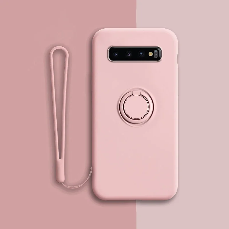 (samsung S20 Fe, Rosa) Funda Protectora De Silicona Suave Para Teléfonos Samsung Con Soporte De Anillo.