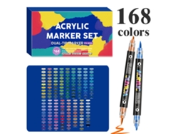 Bolígrafo de dibujo para estudiantes, rotuladores de tinta acrílica de doble punta para manualidades, 168 colores Gertiz