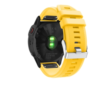 Correa de Silicona ajustable con hebilla plateada para Garmin Fenix 7X/6X Sapphire GPS/6X Pro/6X GPS/5X GPS/5X Plus - amarillo