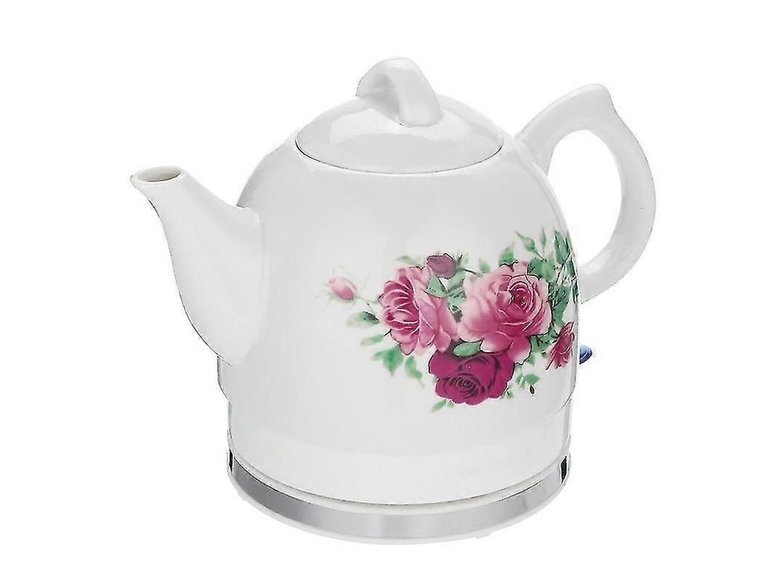 Hervidor Eléctrico De Cerámica Con Diseño Floral De Rosas Y Temperatura Variable.