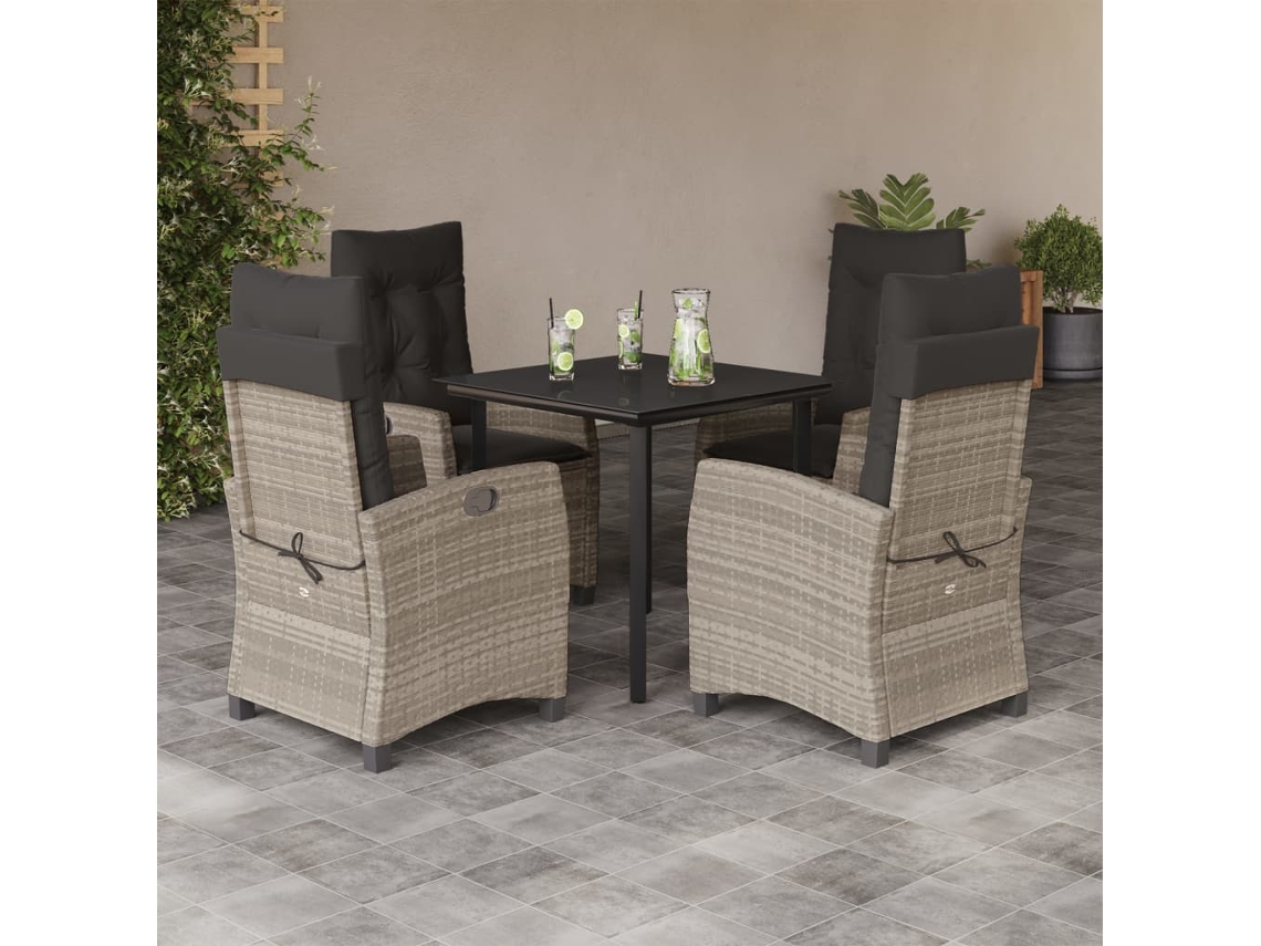Juego de comedor de jardín de 5 piezas DKD Home Decor con cojines gris claro