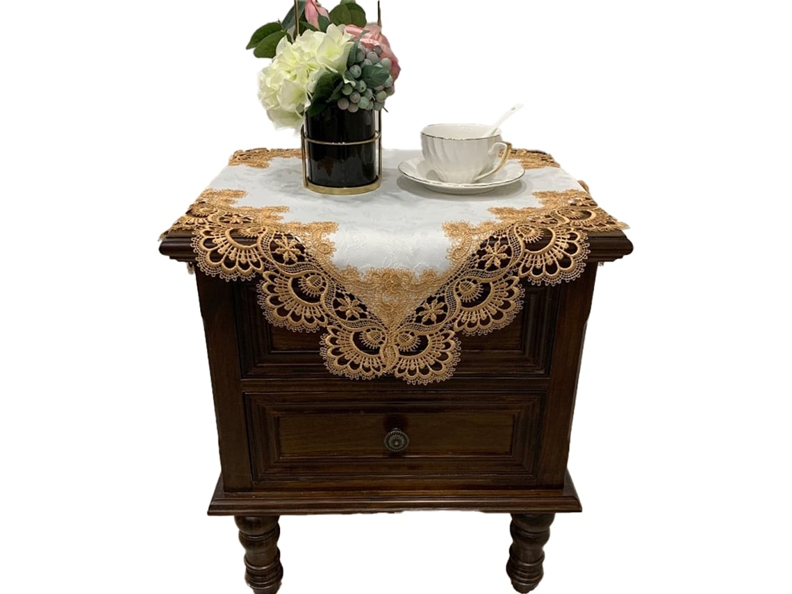 Mantel De Mesa De Centro Cuadrado 57*57Cm-152 Tea Gold - Elegante Y Duradero JEIIBRZUI