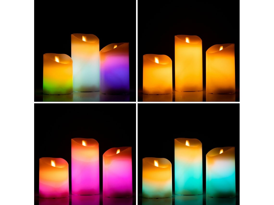 Velas LED Multicolor Efecto Llama con Mando Lendles INNOVAGOODS 3 Unidades
