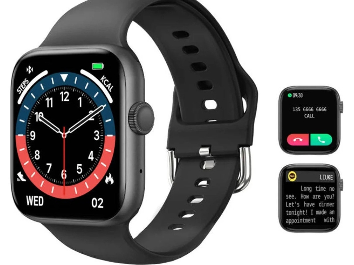 Reloj inteligente HD de 1.72" con pantalla táctil, monitor de actividad física, llamadas, mensajes de texto, frecuencia cardíaca, presión arterial, pasos, sueño, Bestvite (negro)