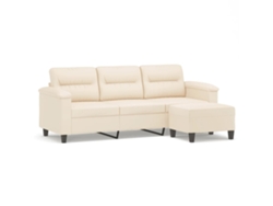 Maison Exclusive - Sofá De 3 Plazas Y Taburete Tela Microfibra Beige 180 Cm