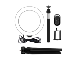 Luz Anular 8 Pulgadas 3200k-5500k Bicolor Con Trípode, Holder Y Control Remoto Para Streaming Y Fotografía