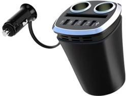 Adaptador De Carga Para Coche 6 En 1 Con 2 Tomas De Corriente Y 120 W, Con 4 Adaptadores Usb.