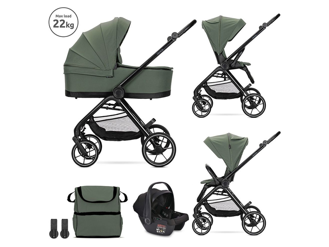 Cochecito Venice Green Trio con asiento de coche Aria Luxe tamaño I de Lorelli