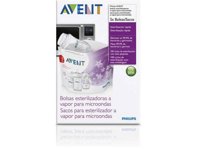 Conjunto de 5 Bolsas de Esterilización para Microondas PHILIPS Avent (Capacidad 20 Usos/Unidad - Vapor)