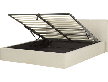 BELIANI Orbey Cama Doble Poliester Crema 177x212x88