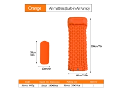 Colchoneta de camping Digitallab ultraligera, inflable con pedal, 190 x 60 cm, Lt04 (naranja)