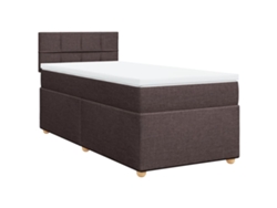 Maison Exclusive - Cama Box Spring Con Colchón Tela Marrón Oscuro 90x190 Cm