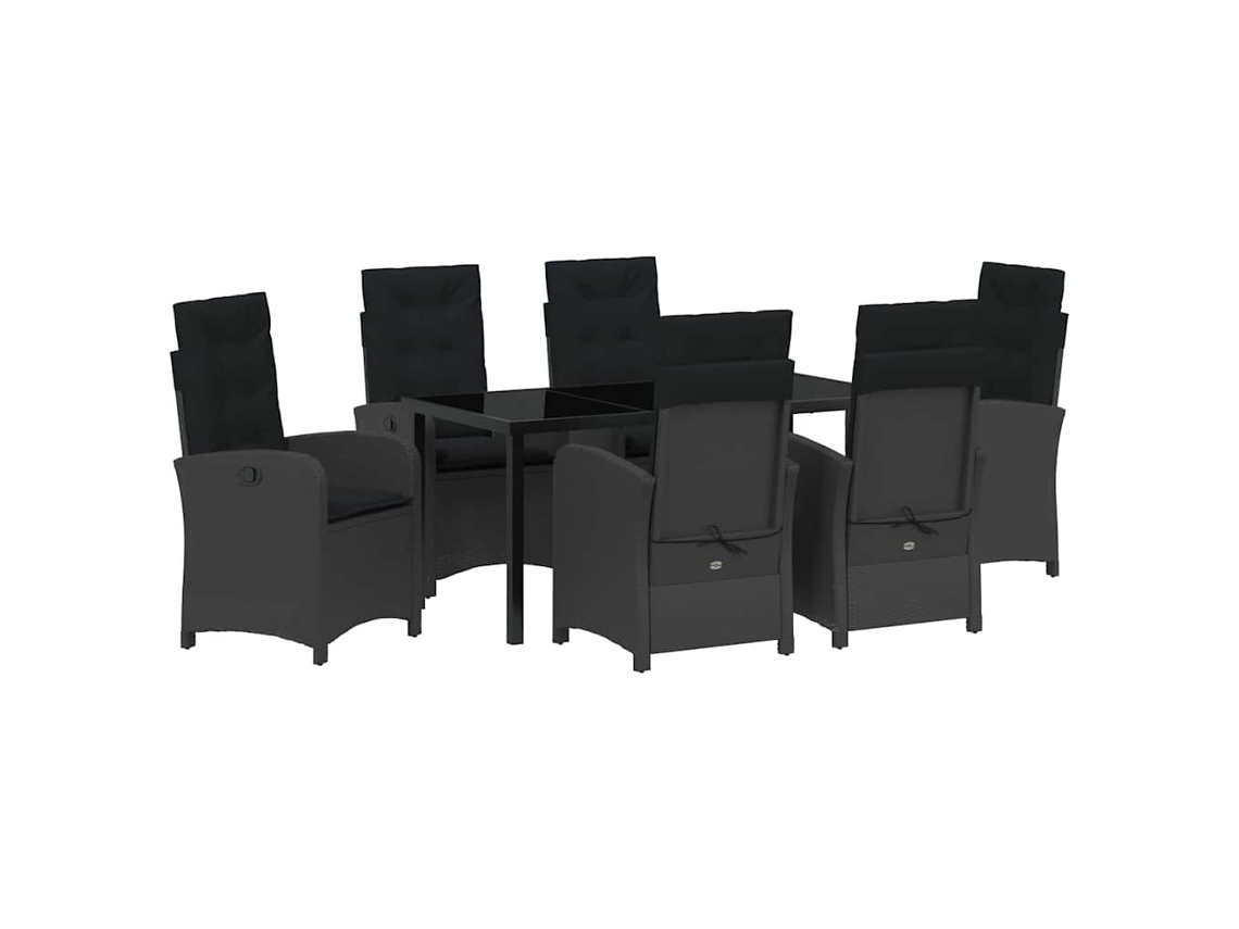Maison Exclusive - Conjunto De Comedor De Jardín 7 Pcs Negro Ratán Sintético