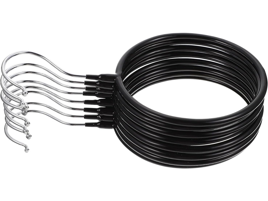 Organizador Armario 8 Piezas Fabricado Hierro Negro Pvc Ganchos Redondos Lisos Colgar Bufandas Corbatas