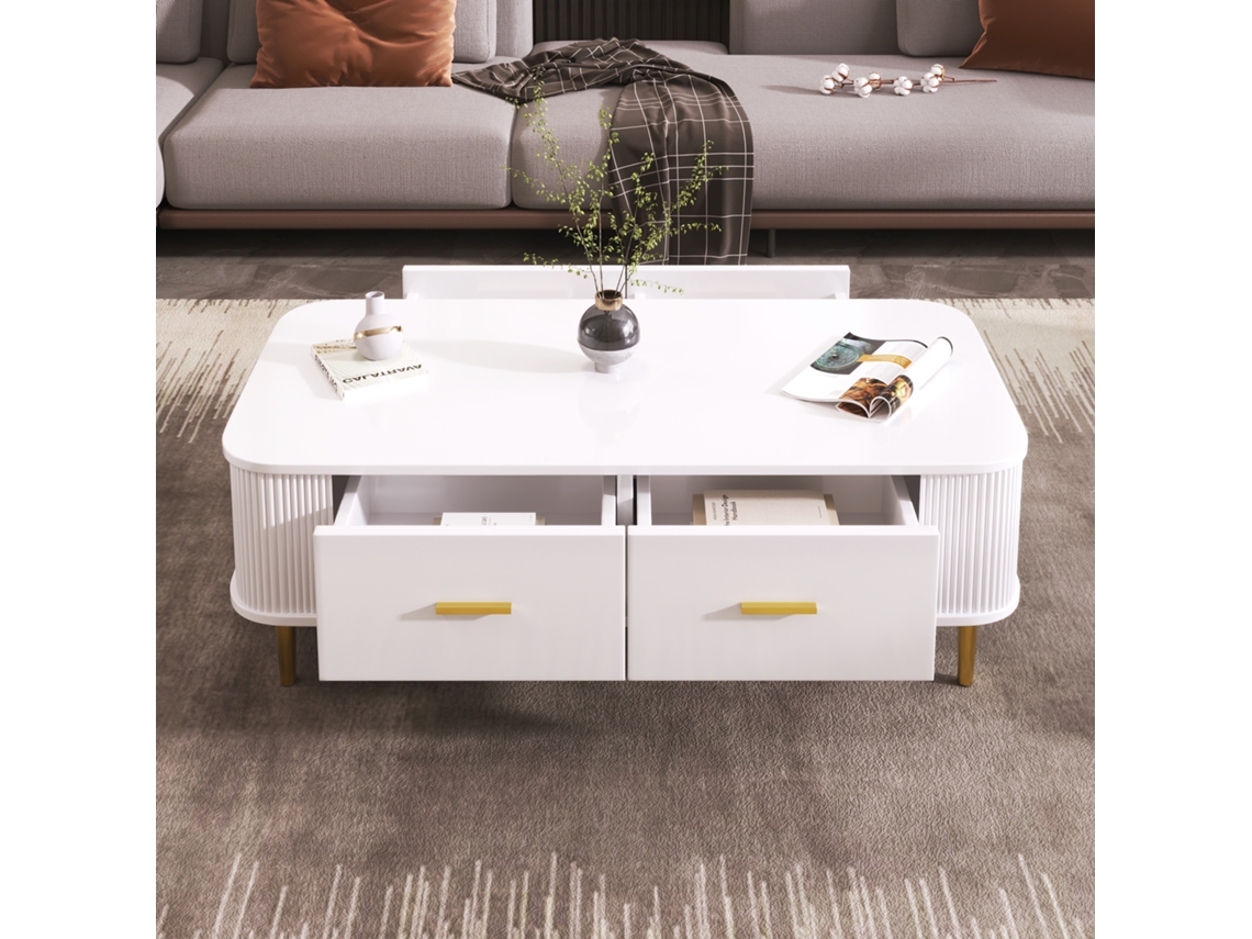 Mesa de centro con cajones y esquinas redondeadas QINGYU TECH