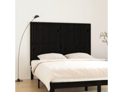 Cabecero De Cama De Pared Madera Maciza Pino Negro 166x3x110 Cm