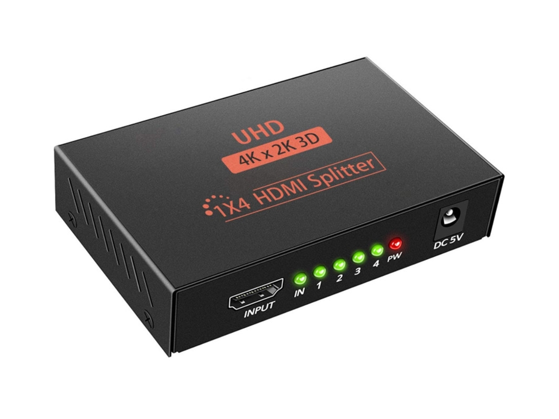 Divisor HDMI 1 en 4 3D, 4K, 1080p, HDCP 1.4, con cable USB, compatible con PS3, etc., negro Bestvite