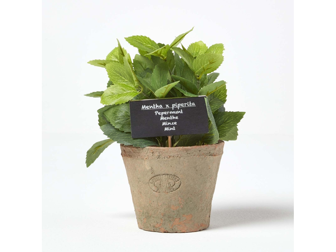 Planta de menta artificial en maceta decorativa de Homescapes