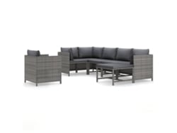 Maison Exclusive - Set De Muebles De Jardín 7 Pzas Y Cojines Ratán Sintético Gris