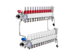 Conjunto de colector radiante de acero inoxidable de 12 vías con termómetros y accesorios Tekmaquinas