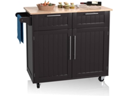 Isla de Cocina, Carro de Cocina Giratorio con Cajones de Almacenamiento y Grandes Armarios, Carro de Servir, 4 Ruedas Universales y Toallero COSTWAY