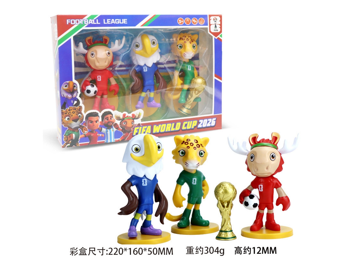 Conjunto De 4 Mascotes (12 Cm) - Estatueta Do Troféu Da Copa Do Mundo Fifa Eua 2026
