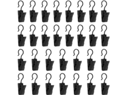 Juego de 30 ganchos y clips para cortinas de acero inoxidable negro, multiusos para decoración del hogar, baño, fotos y juguetes.
