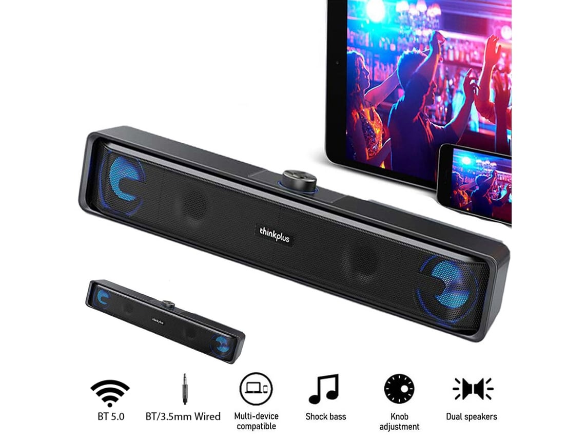 Altavoz Lenovo Ts32 Usb Bluetooth 5.0 Con Sonido Estéreo De 360º Y Graves Profundos, Compatible Con Pc, Tv Y Teléfonos Móviles.