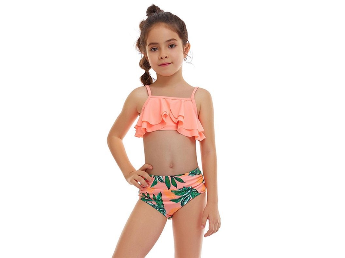 2026-traje De Baño Para Niñas Con Blusa Corta Y Braguita De Volantes Para Verano Playa Piscina