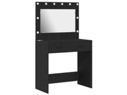 Mesa Tocador | Mesa De Vestidor Con Luces De Espejo Roble Negro 78,5 X 41 X 135 Cm