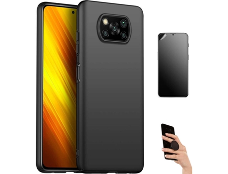 Kit Carcasa Y Protector Xiaomi Poco X3 Pro Ultimatte Turtleshell Y Popsocket Negro
