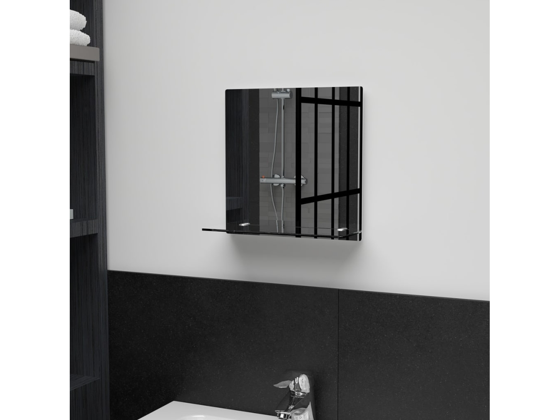 Espejo de Pared con Balda de Cristal Templado 30 x 30 cm
