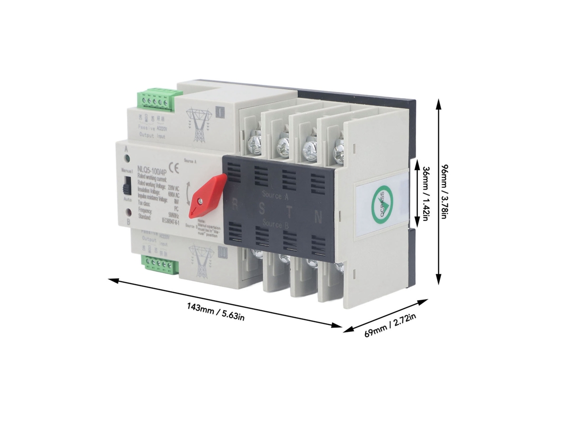 Omni-interruptor De Transferencia Automática De Doble Potencia 4p De Contacto De Plata Con Conmutación Rápida Ac 220v