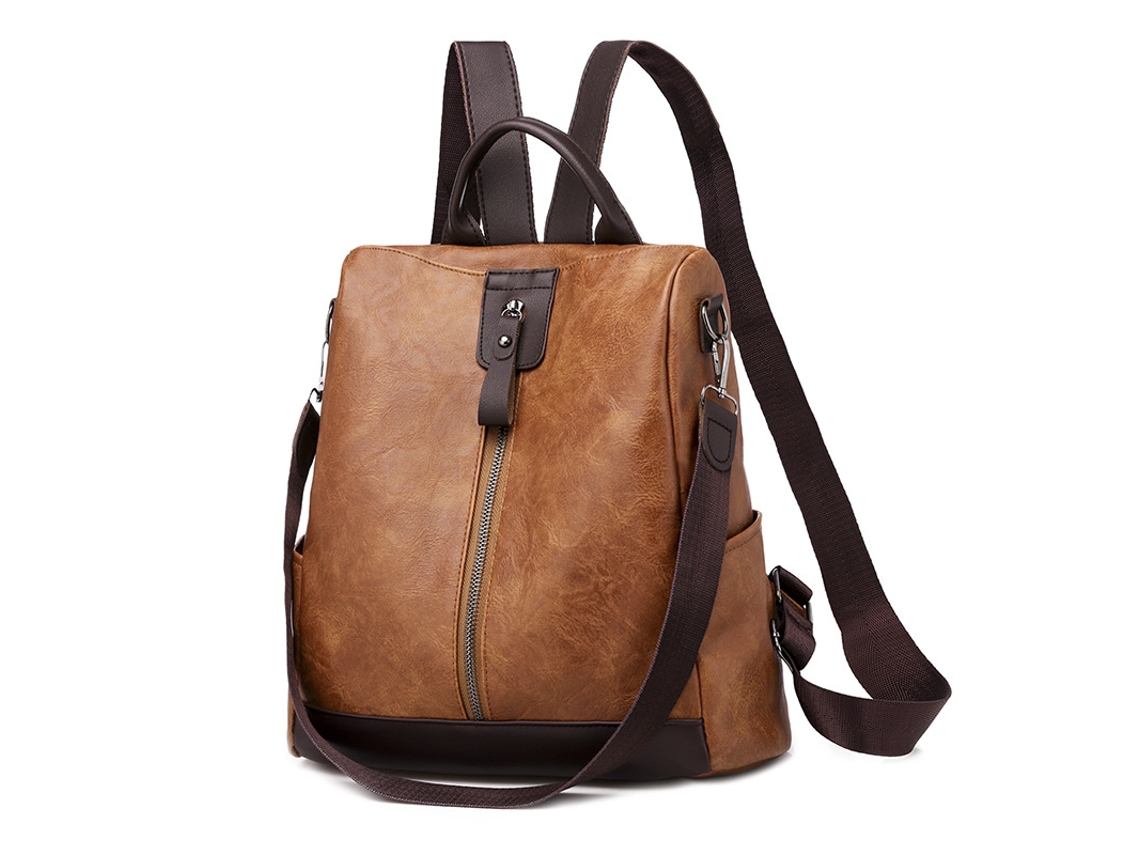Mochila para mujer, bolso de hombro antirrobo, bolso de cuero sintético marrón impermeable Hexinyigjly