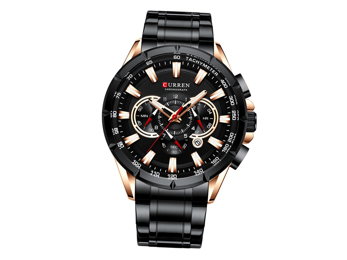 Reloj Curren Hombre Quartz De Negocio Con Caja De Aleación Y Correa De Acero Inoxidable 3 Atm Impermeable