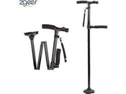 Bastón plegable con luz LED, ajustable, ligero y negro.