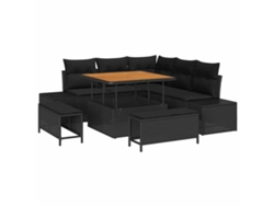 Maison Exclusive - Conjunto De Sofás De Jardín Con Cojín 8 Pcs Negro Poliratán